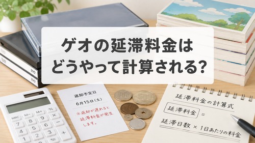 ゲオの延滞料金が延滞日数や本数で計算されることを表した画像