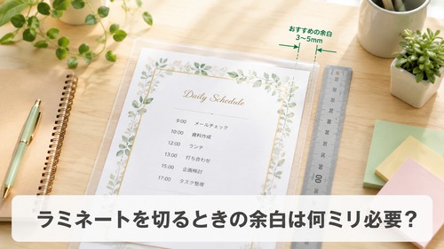ラミネートを切るときに必要な3〜5mm程度の余白をイメージした画像